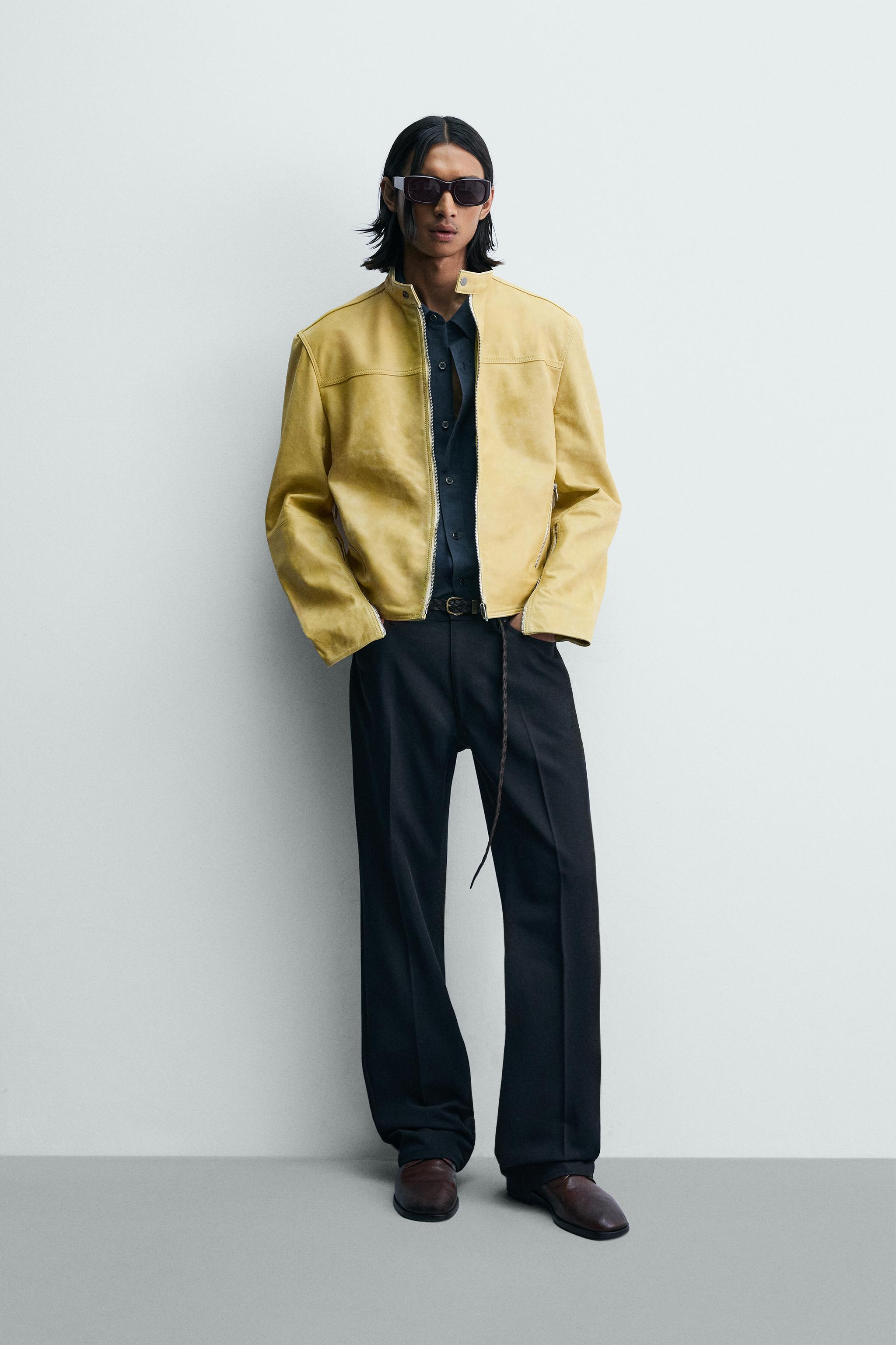 WASHED LEATHER CROPPED FIT JACKET